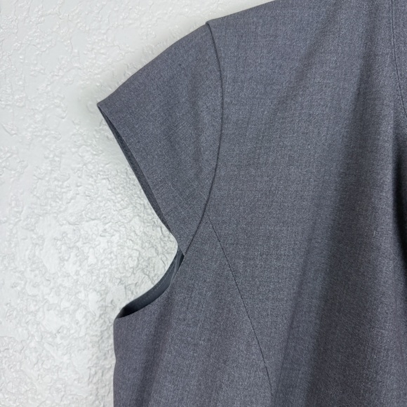 Calvin Klein Cap Sleeve Wrap Dress, Charcoal Gray 10 - EUC, Sheath, Midi, V Neck - Picture 5 of 10